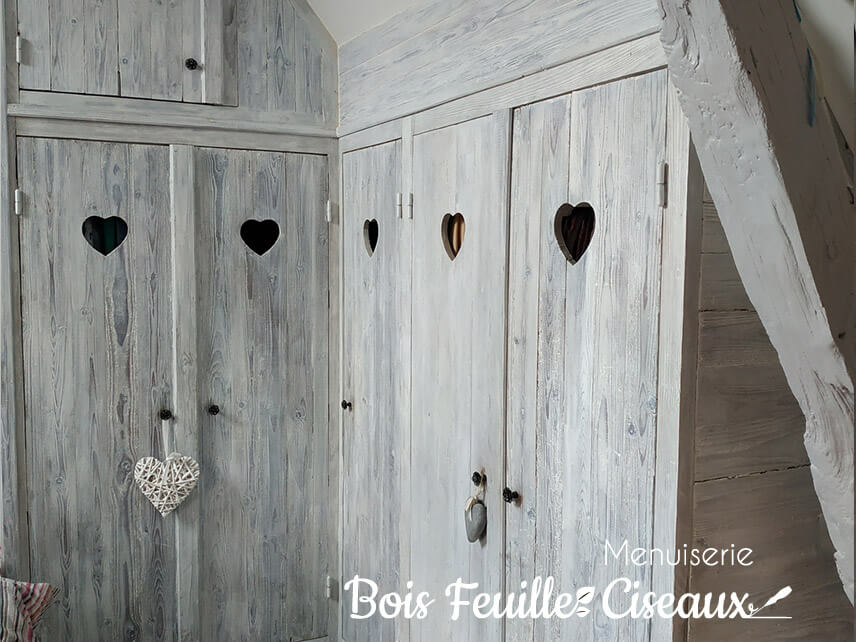 Penderie placards dressing  en bois cérusé
