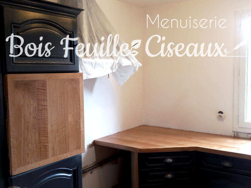 Rénovation d'une cuisine - plan de travail bois